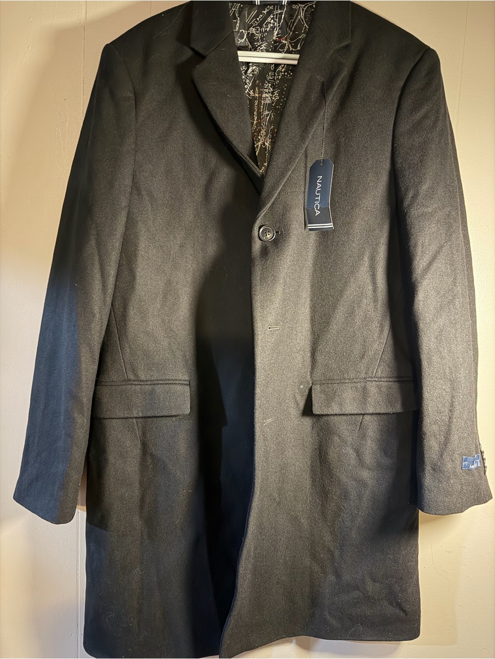 Nautica Men's Black Overcoat NWT 42 L
